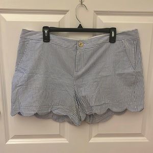 Lilly Pulitzer Buttercup Blue and White Seersucker Shorts EUC Size 16